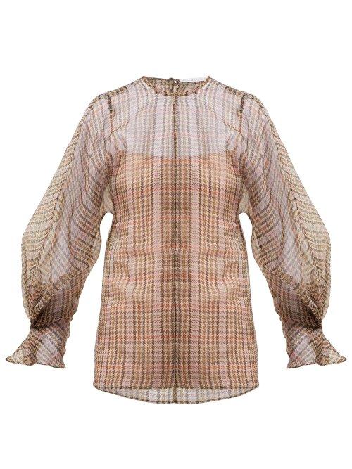Matchesfashion.com Emilia Wickstead - Dalia Houndstooth Silk Tulle Blouse - Womens - Multi