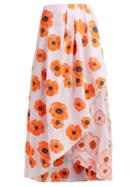 Matchesfashion.com Vika Gazinskaya - Draped Floral Fil Coup Crepe Midi Skirt - Womens - Pink Multi