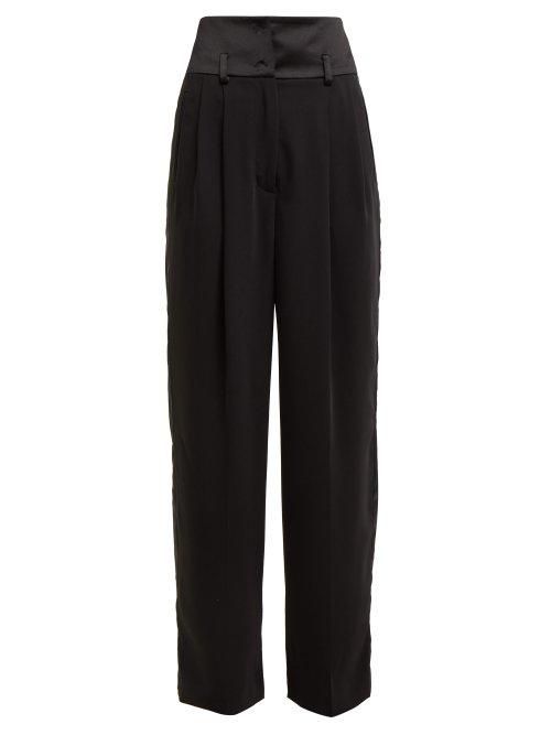 Matchesfashion.com Koch - Side Striped High Rise Straight Leg Trousers - Womens - Black