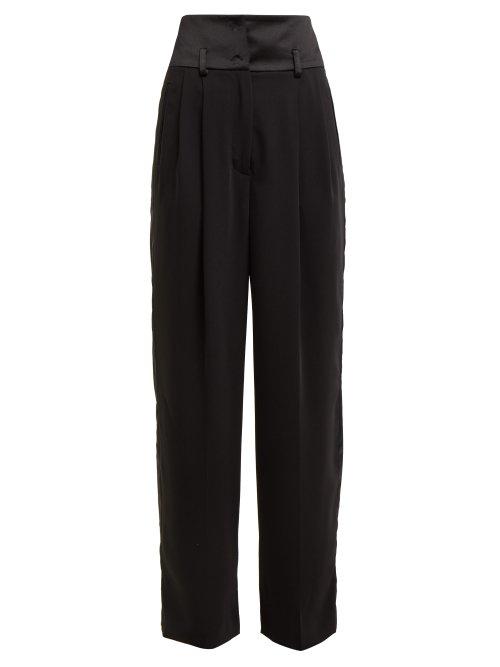 Matchesfashion.com Koch - Side Striped High Rise Straight Leg Trousers - Womens - Black