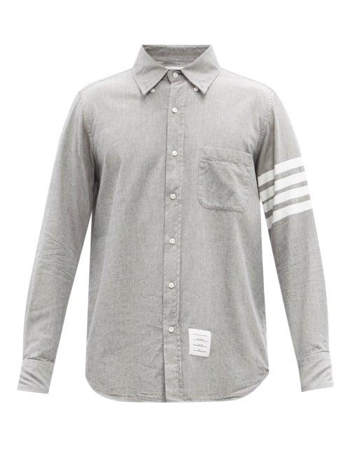 Mens Rtw Thom Browne - 4-bar Cotton-chambray Shirt - Mens - Grey