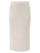 Matchesfashion.com Allude - Ribbed-knit Cashmere Midi Skirt - Womens - Light Grey