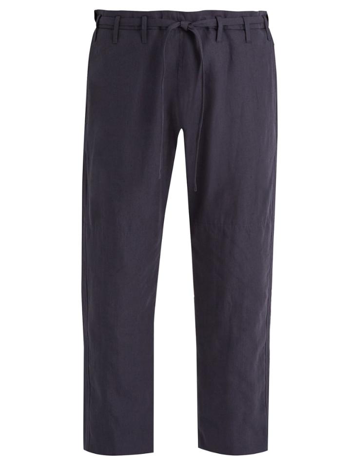 Paul Smith Tie-waist Wide-leg Linen Cropped Trousers