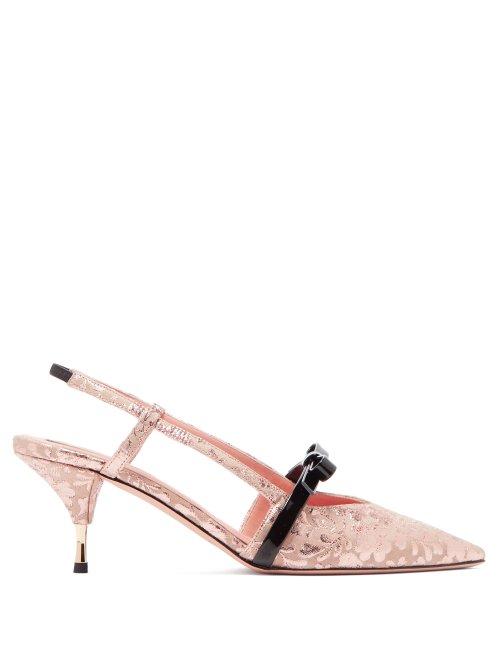 Matchesfashion.com Rochas - Floral Brocade Slingback Pumps - Womens - Pink