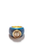 Ladies Fine Jewellery Dubini - Alexander Coin, Wood & 18kt Gold Ring - Womens - Black Multi
