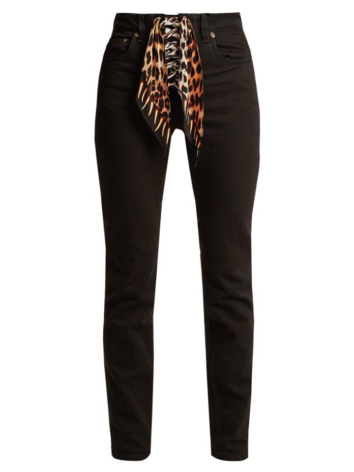 Rockins High-rise Straight-leg Lace-up Stretch Jeans