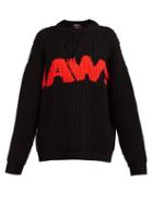 Matchesfashion.com Calvin Klein 205w39nyc - Jaws Intarsia Ribbed Sweater - Womens - Black Red