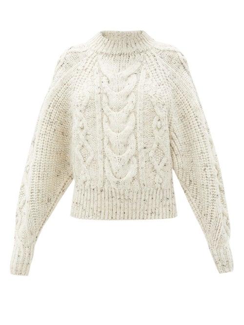 Matchesfashion.com Isabel Marant - Flover Cable-knit Wool-blend Sweater - Womens - Cream