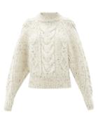 Matchesfashion.com Isabel Marant - Flover Cable-knit Wool-blend Sweater - Womens - Cream