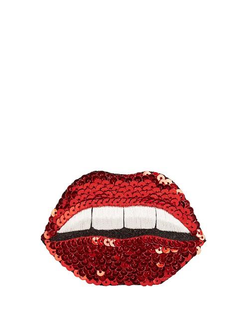 Huda Al Nuaimi Sequin-embellished Lips Brooch