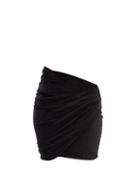 Matchesfashion.com Alexandre Vauthier - Asymmetric-waist Gathered Glitter-velvet Skirt - Womens - Black