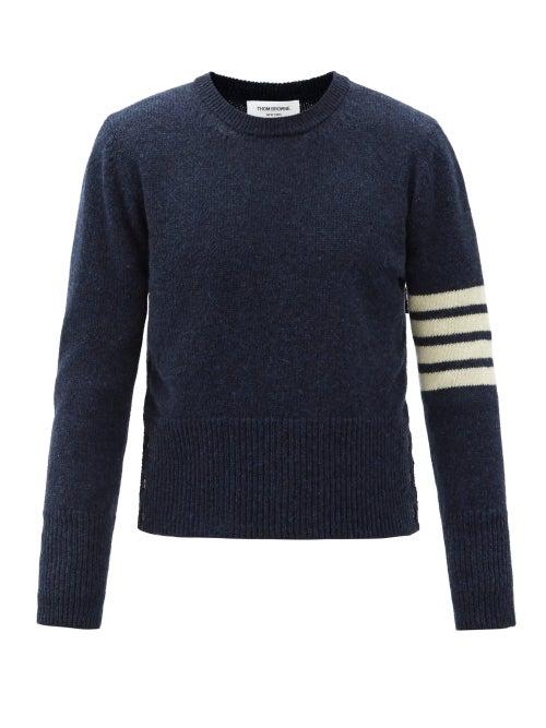 Matchesfashion.com Thom Browne - Four-bar Intarsia Wool Sweater - Mens - Navy