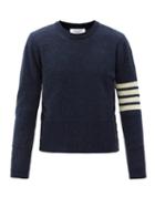 Matchesfashion.com Thom Browne - Four-bar Intarsia Wool Sweater - Mens - Navy