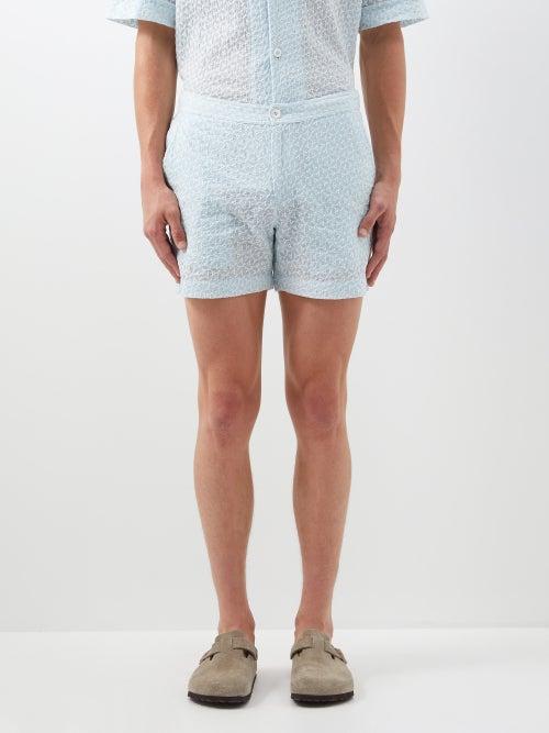 Smr Days - Pines Embroidered Cotton Shorts - Mens - Cream