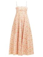 Matchesfashion.com Zimmermann - Goldie Floral Print Linen Dress - Womens - Pink