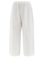 Eskandar - Cropped Linen-voile Trousers - Womens - White