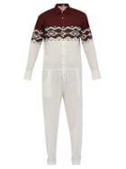 Matchesfashion.com Isabel Marant - Piero Geometric Print Cotton Jumpsuit - Mens - Burgundy