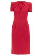 Matchesfashion.com Alexander Mcqueen - Draped Crepe Dress - Womens - Dark Pink