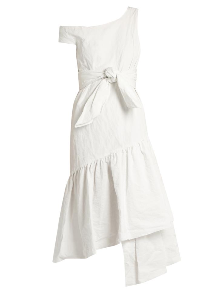 Isa Arfen Asymmetric Ruffled-panel Cotton-blend Dress