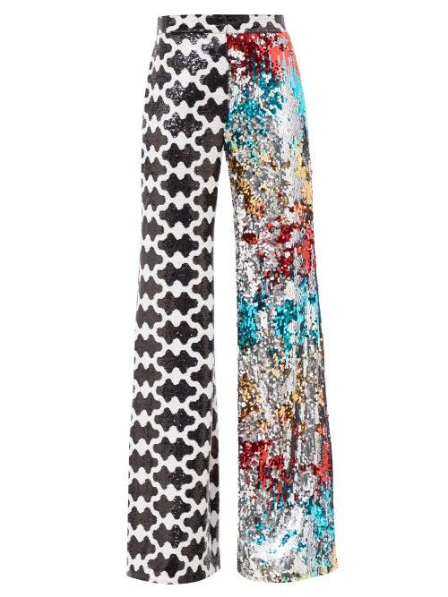 Halpern - High-rise Sequinned Straight-leg Trousers - Womens - Multi