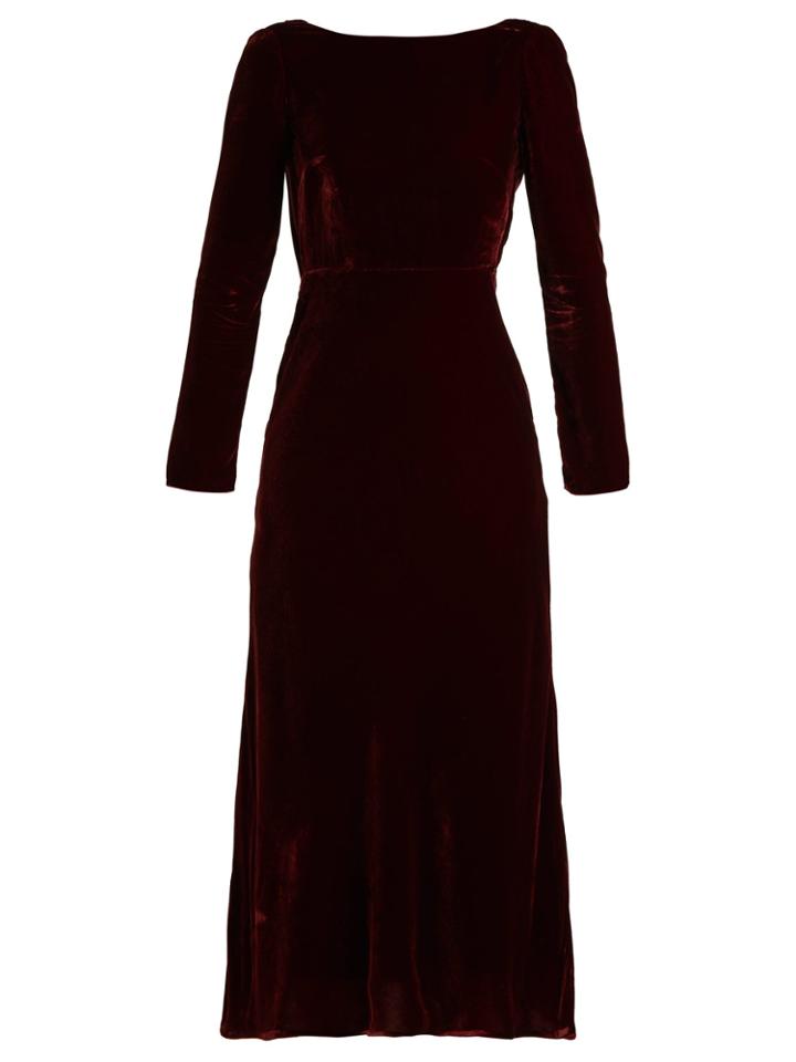 Saloni Tina Boat-neck Velvet Dress