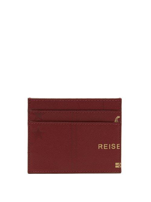 Matchesfashion.com Vetements - Passport Print Leather Cardholder - Womens - Burgundy