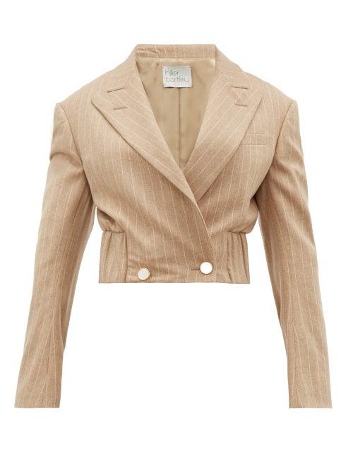 Matchesfashion.com Hillier Bartley - Pinstripe Wool Blend Cropped Jacket - Womens - Beige Multi