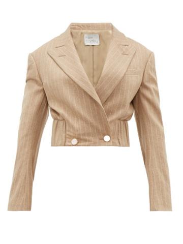Matchesfashion.com Hillier Bartley - Pinstripe Wool Blend Cropped Jacket - Womens - Beige Multi