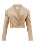 Matchesfashion.com Hillier Bartley - Pinstripe Wool Blend Cropped Jacket - Womens - Beige Multi