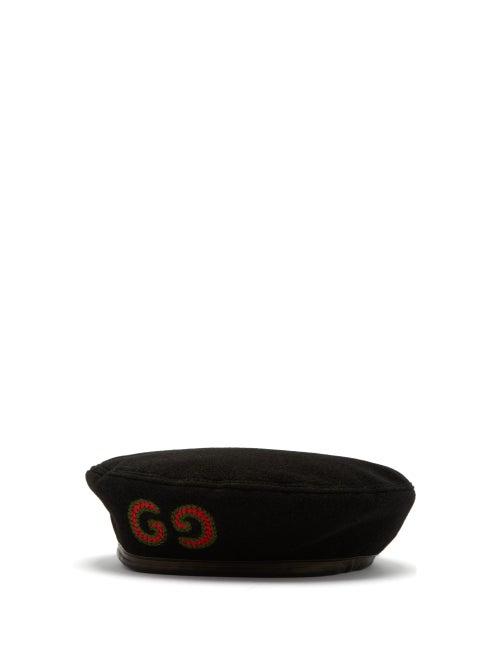 Matchesfashion.com Gucci - Leather Trimmed Felt Beret - Mens - Black