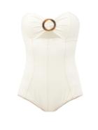 Matchesfashion.com Lisa Marie Fernandez - Ring-front Cutout Strapless Swimsuit - Womens - Cream