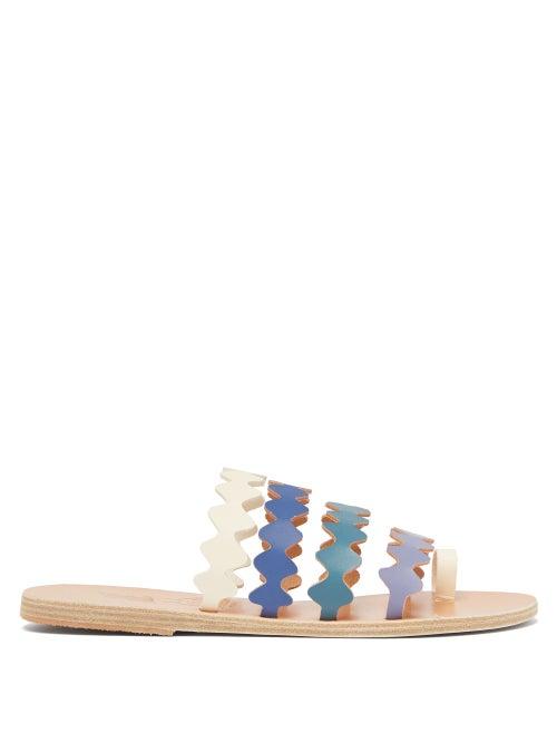 Matchesfashion.com Ancient Greek Sandals - X Le Sirenuse Positano Niki Leather Sandals - Womens - Blue Multi