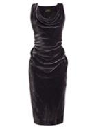 Vivienne Westwood Anglomania Virginia Ruched Velvet Midi Dress