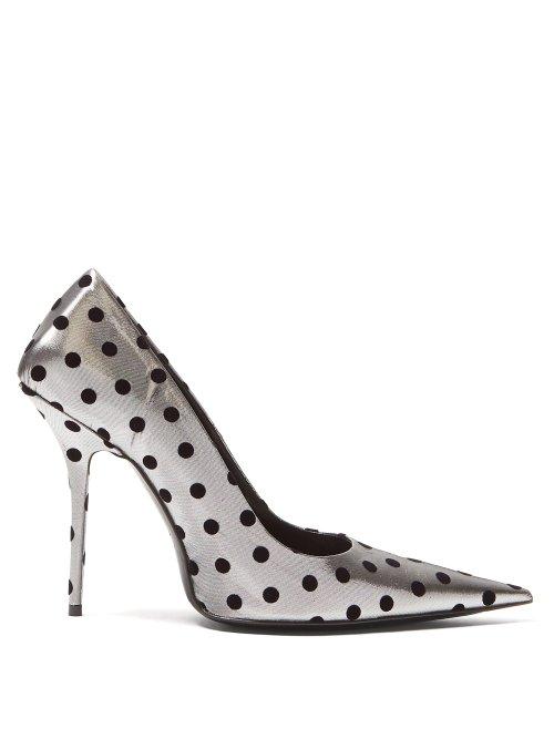 Matchesfashion.com Balenciaga - Square Knife Point Toe Pumps - Womens - Black Silver