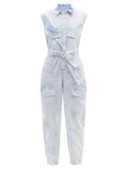 Matchesfashion.com Stella Mccartney - Acid-wash Belted Denim Jumpsuit - Womens - Blue