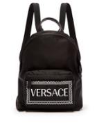 Matchesfashion.com Versace - Logo Print Leather Trimmed Backpack - Mens - Black