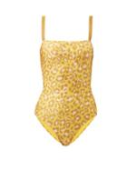 Matchesfashion.com Zimmermann - Carnaby Square-neck Leopard-print Swimsuit - Womens - Yellow Print