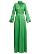 Matchesfashion.com Mary Katrantzou - Belle Mare Butterfly Jacquard Satin Gown - Womens - Green