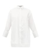 Matchesfashion.com Palmer//harding - Taraz Ribbed Cotton-blend Poplin Blouse - Womens - White