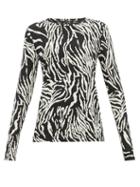 Matchesfashion.com Proenza Schouler - Zebra Print Cotton Jersey Long Sleeve T Shirt - Womens - Black White
