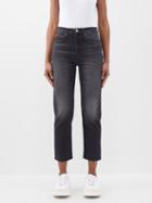 Re/done - 70s Stove Pipe Cropped Straight-leg Jeans - Womens - Black