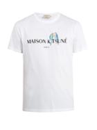 Maison Kitsuné Lovebirds-embroidered Cotton T-shirt