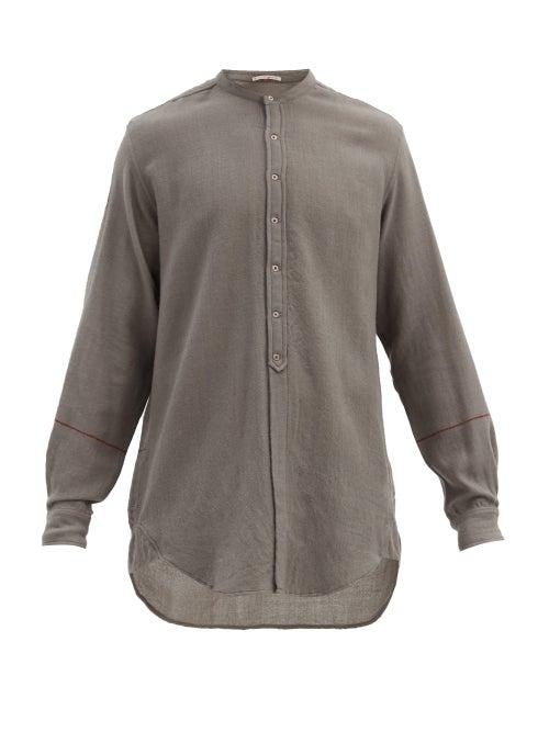 Matchesfashion.com Pro - High-neck Wool-twill Shirt - Mens - Grey