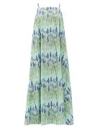 Bernadette - Audrey Lavender-print Cotton-blend Maxi Dress - Womens - Blue Multi