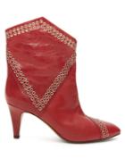 Matchesfashion.com Isabel Marant - Demka Eyelet-embellished Leather Ankle Boots - Womens - Red