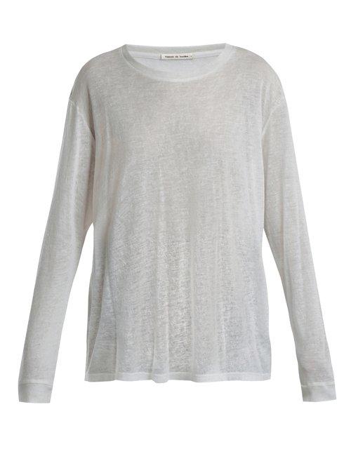 Matchesfashion.com Frances De Lourdes - Marlon Round Neck Cashmere And Silk Blend T Shirt - Womens - Grey
