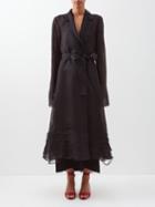 The Row - Haleakala Belted Silk-organza Coat - Womens - Black