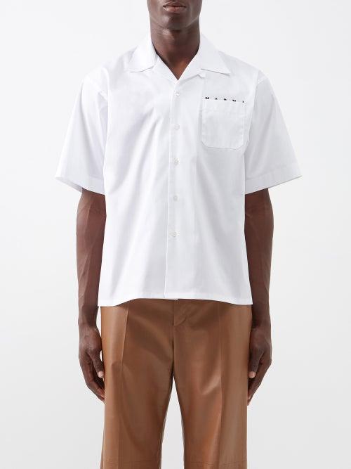 Marni - Logo-print Cotton-poplin Shirt - Mens - White