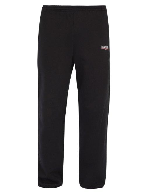Matchesfashion.com Balenciaga - Logo Print Cotton Jersey Track Pants - Mens - Black