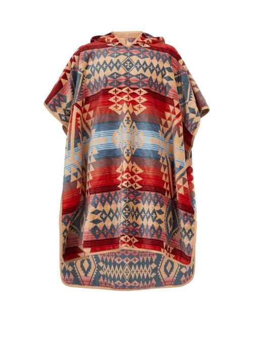 Matchesfashion.com Pendleton - Jacquard Cotton Towelling Poncho - Mens - Brown Multi